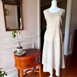 Vanessa Zani Made in Italy linen midi dress beige size medium